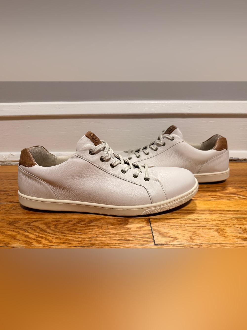 Born Ashram II Shoes - White Leather - Low Top Casual Sneakers - Men’s Size 13